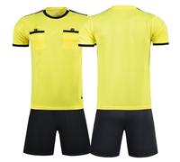 ZIQICAI2007 soccer referee uniforms, referee jerseys men's referee uniforms, soccer referee kits. (Yellow, Asian Size XL = European Size M)