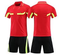 ZIQICAI2007 Soccer Referee Uniforms, Youth Referee Jerseys Men's Referee Uniforms, Soccer Referee Kits (Red, Asian Size 3XL = European Size XL)