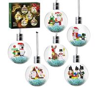 ZIQILIGHTING Christmas Ornaments Building Toy, Christmas Tree Decorations with LED Light, Santa Snowman Claus Gingerbread House Elk Nutcracker Polar Bear, Xms Gift for Boys Girls (406PCS)