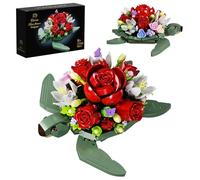 ZIQILIGHTING Turtle Rose Planter Building Set, Flower Botanical Pot Collection Blocks Kit, Animals Botanical Gift for 8+ Girls, Women, Valentines Artificial Flower Decor (588PCS)
