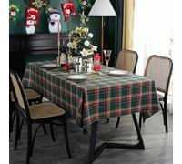 ZIQINPSQ British Tartan Rectangular Tablecloth 140x220cm - Wrinkle & Stain-Resistant Table Cover for Dining, Parties, Daily Use, Green&Red