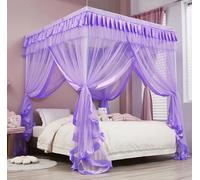 ZIQINPSQ Canopy Bed Curtains - Princess Bed Canopy for Girls - Bed Drapes Netting Mosquito Net for Bed- Bedroom Decoration Accessories (Purple, Small Double-1 X Bed Canopy)