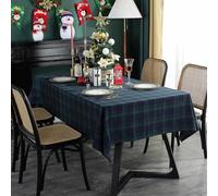 ZIQINPSQ Gingham Rectangle Tablecloth Dining Cover Blue & Green 140 x 260cm | Soft Woven Texture With Timeless Check Style, Ideal for Dining Rooms, Kitchens, Outdoor Gatherings and Special Occasions