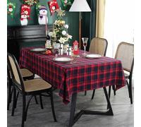 ZIQINPSQ Gingham Rectangle Tablecloth Dining Cover Blue & Red 140 x 220cm | Soft Woven Texture With Timeless Check Style, Ideal for Dining Rooms, Kitchens, Outdoor Gatherings and Special Occasions