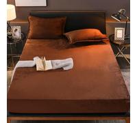 ZIQINPSQ Luxurious Velvet Fitted Sheets，All-Season Milk Plush Bedding，15" Deep Pockets Mattress Protector Cover for a Cozy and Elegant Sleep Experience (Not Include Pillowcases) (Coffee, King)