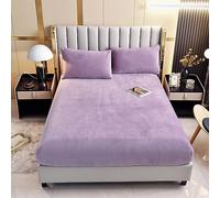 ZIQINPSQ Milk Velvet Fitted Sheet,Flannel Fitted Sheet Plush Shaggy Ultra Soft Fuzzy Sheet with 15''Deep Pocket,Not Include Pillowcases. (Purple, 4FT Small Double)