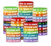ZIQON 62 Pcs Back to School Party Favors Silicone Bracelets First Day of School Gifts Rubber Wristbands for Supplies for School Decorations Back to School Gifts Goodie Stuffers Fillers