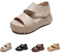 ZIQUNWLUO Lurebest Shoes for Women Orthopedic Sandals, Lurebest Pure Cowhide Soft Sole Leather Orthopedic Shoes, Summer Casual Retro Platform Sandals Walking Shoes (Beige,4.5)