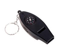 ZIRAN 4 in1 Outdoor Survival Whistle Compass Magnifier Thermometer Keychain Travel EDC Temperature measuring instruments Black