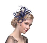 ZIRAN Wedding Bridal Fascinator Hat Ruffles Flower Feather Tea Party Women Girls Hair Clip Glitter Rhinestone Vintage Banquet Headwear Hair Clip
