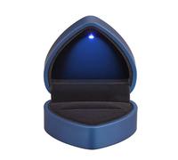 Ziranee LED Ring Box with LED Light,Luxury Heart-Shaped Elegant Wedding & Engagement Jewelry Case with Velvet Interior for Proposals,Anniversaries,Valentine's Day（Blue）