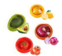 Ziranee Vegetable Fruit Storage Containers,4 PCS Silicone Fruit and Vegetable Storage Containers Set for Fridge Onion Storage Container Avocado Keeper Tomato Saver Lemon Holder