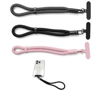 Zirax 3 Pack Adjustable Phone Lanyard Wrist Strap, 360° Rotating Anti-Tangle Phone Tether Tab, Anti Theft Phone Charm Hand Strap，Classic Black, Space Grey, Light Pink