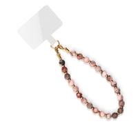 Zirax Pink Zebra Phone Charm, Natural Stone Beaded Phone Wrist Strap | Anti-Lost Crystal Phone Chain Lanyard, Chalcedony Agate Phone Strap Wrist for Women, Bag Keychain Accessories