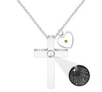 Zircobic Adjustable Vintage Cross Unique 100 Languages Pendant Necklace | Faith Inspired Mustard Seed Scripture Uplifting Christian Jewelry Heart-Shaped | Growth from Tiny Seeds | YA4518