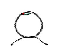 Zircobic Black Copper Bead Palestinian Flag Pull Cord Bracelet - Unisex Design, Symbolizing Belief and Strength, Ideal for Daily Support