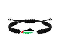 Zircobic Black Handwoven Adjustable Bracelet with Palestinian Map Pendant - Representing Freedom and Hope, Suitable for Daily Use