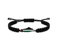 Zircobic Black Handwoven Bracelet with Rose Gold Palestinian Flag Pendant - Symbolizing Hope and Strength, a Gift for Loved Ones