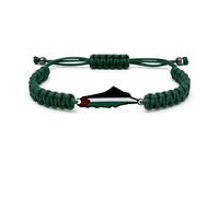 Zircobic Black Palestinian Flag Bracelet with Green Woven Cord - Unisex for Outdoor Events and Gatherings, Representing Strength and Belief
