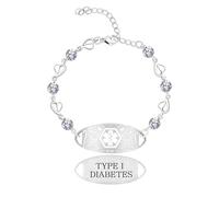 Zircobic Charm Medical Alert Bracelet | Star of Life ID Bracelet with Engraved ICE & Emergency Info | White Elegant Zircon Bracelet for Women | Medical ID for Epilepsy & Special Needs