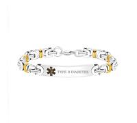 Zircobic Comfortable and hypoallergenic Stainless Steel “Type II Diabetes” Bracelet - Water-Resistant, Sturdy, Stylish Band for Work, Exercise and Daily Activities