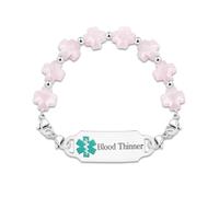 Zircobic Comfortable Rose Quartz Medical Alert Bracelet, Interchangeable Plate, Blood Thinner ID, Outdoor Sports Health Alert