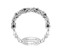 Zircobic Couples Bracelet - Laser Engraved “Always by your side, now and forever” in Stainless Steel, Lightweight and Comfortable, Romantic Jewelry Ideal for Anniversary, Birthday, Valentine’s