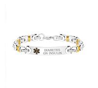Zircobic Custom Engraved Medical Bracelet - “DIABETES ON INSULIN” Stainless Steel ID, Lightweight, Waterproof, Ideal for Travel, Work, and Sports Use
