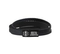 Zircobic Custom ID Bracelet for Men, Laser Engraved ID Plate & Editable Dynamic QR Code, Multi-Color Comfortable PU Braided Leather Wristband, Everyday & Outdoor Bracelet（MHC）
