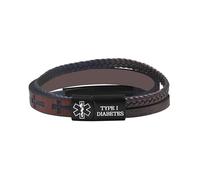 Zircobic Custom ID Bracelet for Men, Laser Engraved ID Plate & Editable Dynamic QR Code, Multi-Color Comfortable PU Braided Leather Wristband, Everyday & Outdoor Bracelet（T1D）