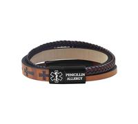 Zircobic Custom ID Bracelet for Men, Laser Engraved ID Plate & Editable Dynamic QR Code, Multi-Color Comfortable PU Braided Leather Wristband, Everyday & Outdoor Bracelet（PCN ALL）