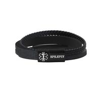 Zircobic Custom ID Bracelet for Men, Laser Engraved ID Plate & Editable Dynamic QR Code, Multi-Color Comfortable PU Braided Leather Wristband, Everyday & Outdoor Bracelet（EPILEPSY）
