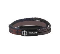 Zircobic Custom ID Bracelet for Men, Laser Engraved ID Plate & Editable Dynamic QR Code, Multi-Color Comfortable PU Braided Leather Wristband, Everyday & Outdoor Bracelet（COUMADIN）