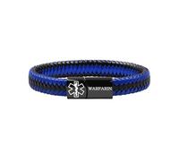 Zircobic Custom Medical Alert Bracelet - Engraved Text or Editable Dynamic QR Code ID Wristband, Braided PU Leather Emergency Identification Bracelet, Lightweight Waterproof Daily Wear (WARFARIN)
