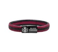 Zircobic Custom Medical Alert Bracelet - Engraved Text or Editable Dynamic QR Code ID Wristband, Braided PU Leather Emergency Identification Bracelet, Lightweight Waterproof Daily Wear (B/R-BT)