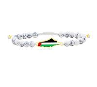 Zircobic Custom Palestinian Flag Bracelet| Arabic Flag Bracelets| White Turquoise Adjustable Beaded Solidarity Peace Strength Wristband| Inspirational Hope and Justice Jewelry| Support GazaYA5213