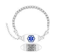 Zircobic Custom QR Code Medical ID Bracelet | Sparkly Health Alert Bracelet with Modern Design | Unisex Emergency ID Bracelet | Discreet Medical Warning Tag for Safety
