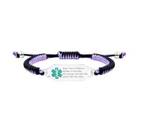 Zircobic Customizable Handmade Medical ID Stainless Steel Bracelet - Personalized Laser Engraved Emergency Tag, Two-Tone Adjustable Braided Cord, Ideal for Various Health Conditions