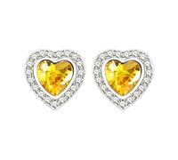 Zircobic Elegant Bridal Yellow Heart Earrings with Sparkling Crystal - Women's Delicate Hypoallergenic Zirconia Earrings Jewelry Gift for Friends Sisters Wife（Yellow）