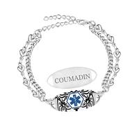 Zircobic Elegant “Cancer” Medical ID Bracelet - Stainless Steel Heart Double Chain, Adjustable Lightweight Waterproof Jewelry for Men Women, Running, Travel, Daily Use