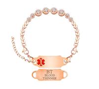 Zircobic Elegant Cubic Zirconia Custom Engraved Medical Bracelet | Comfort-Fit Safety Band | Adjustable Personalized ICE Tag | Versatile for Daily Wear