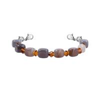Zircobic Elegant Hypoallergenic DIY Gray Striped Agate Half-Finished Bracelet - Replaceable Bead Design, Suitable for Men and Women, Travel, Sports & Daily Wear