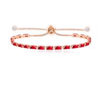 Zircobic Elegant Shiny CZ Adjustable Link Bracelet,Exquisite Rose Gold Plated Red Crystal Gemstones Jewelry, Gift of Mother, Sisters and Friend (Red)