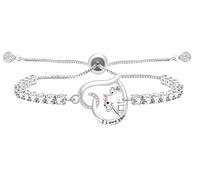 Zircobic Elephant Family Bracelet | Zircon Copper Heart Shaped Design | Fashion Tennis Bracelet in Stainless Steel & Brass | Unity Bracelet for Mom, Daughter & Grandmother | YA4751, M, Brass, Cubic