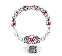 Zircobic Emergency Medical ID Bracelet - Customizable QR Code Stainless Steel Tag with Star of Life, Adjustable Beaded Chain, Comfortable Lightweight Durable for Daily Travel Work Outdoor Activities