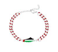 Zircobic Enamel Map Bracelet with Cultural Design - Adjustable Stainless Steel Chain with Drip Enamel Design, Unisex Jewelry Inspired by Palestine