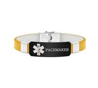 Zircobic Fashion Medical Alert Bracelet | Personalized Laser Engraving & Updatable QR Code | Stainless Steel Plate + Durable Plastic Chain | Quick Emergency ID | Unisex Everyday Wear（PACEMAKER）