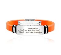 Zircobic Graduation Lettering Rectangular Rubber Bracelet | Graduation Is Not The End It's The Beginning | Personalized Graduation Celebration Keepsake Fresh Start Blessing Jewelry SA5059
