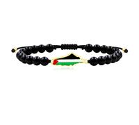 Zircobic Handmade Black Onyx Bracelet| Middle Eastern Flag Stainless Steel Bracelets| Palestinian Holiday Wristband| Love Peace Resistance Ethnic Cultural Colors Bracelet| Support Gaza YA5213