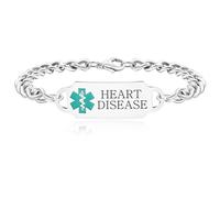 Zircobic Heart Condition Medical ID Bracelet, Durable Stainless Steel Health Alert Bracelet, Comfortable Hypoallergenic Sports ID Bracelet for Seniors